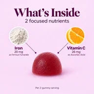 What’s Inside — 20 mg iron and 26 mg vitamin C
